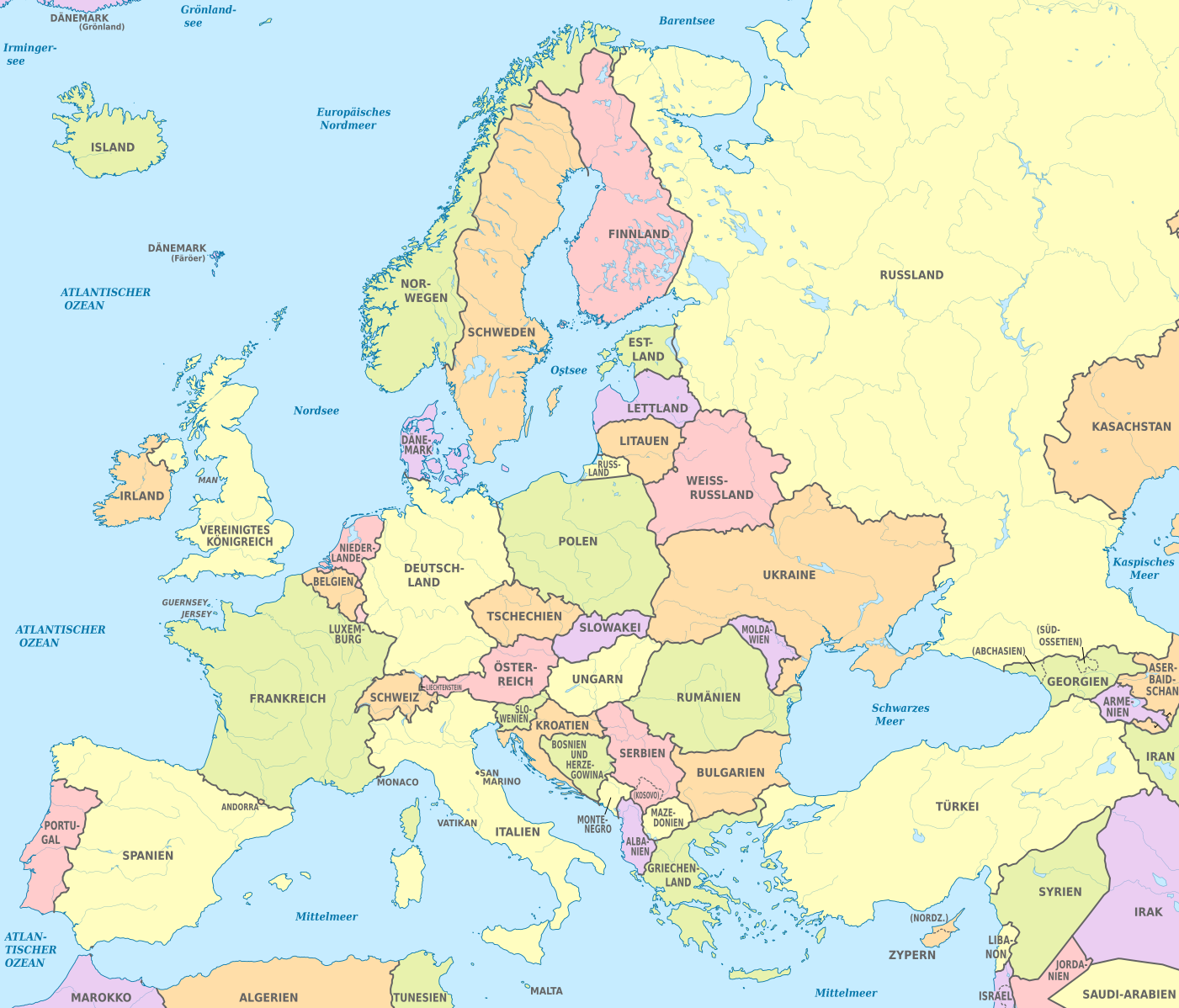 Europe, administrative divisions - de - colored